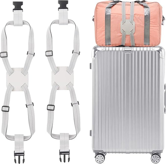 Travelkin Luggage Straps - Bungees for Suitcases, Add a Bag, Travel Bag Bungee Belt for Luggage Carry On (Grey 2 Pack)