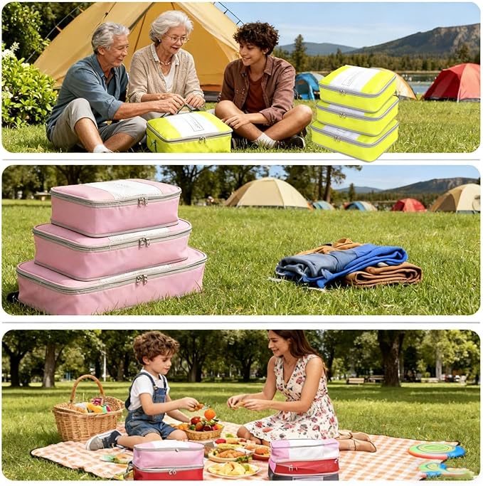 Packing Cubes for Travel - Luggage Organizer Bags for 24" Suitcase Clothes Accessories Storage Travel Organizer Cubes for Luggage 1/2X1PACK+1/4X2PACK