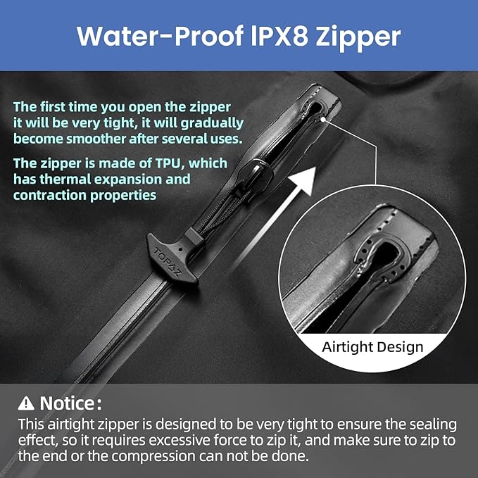 BAGAIL TPU Vacuum Bag for Travel, Reusable Compression Bag with IPX8 Waterproof Zipper, Save Space for Suitcase, Backpack and Carry on (Jet Black, Large, With Pump)