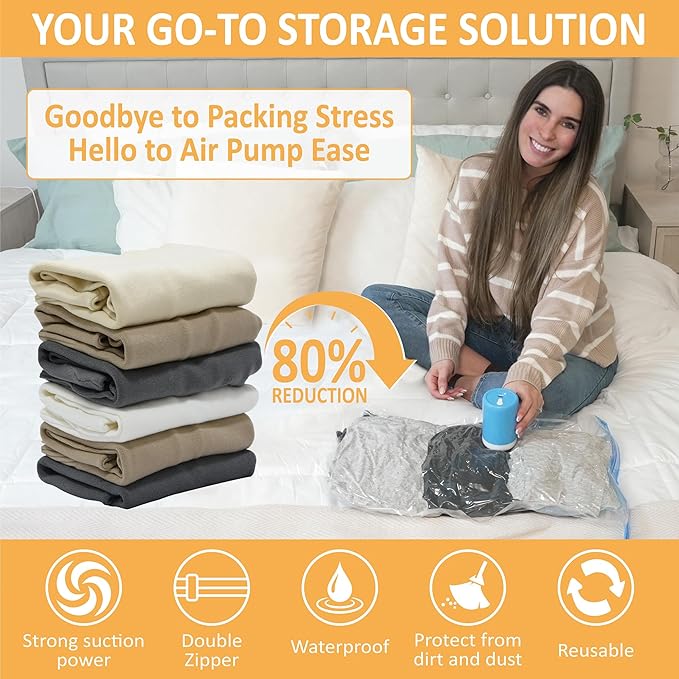 Cozy Essential Travel Vacuum Storage Bags with Rechargeable Cordless Electric Pump, Space Saver Bags for Luggage, Suitcase, Carry-On, for Clothes, Blankets, Comforters, Pillows, 22 Combo