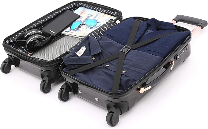 kensie 3 Piece "Alma" Light Metallic Style TSA-Lock Spinner Luggage Set, Midnight Black Option