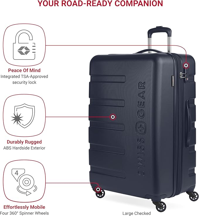 SwissGear 7366 Signature Hardside Expandable Luggage with Spinner Wheels, TSA Lock, Cup-Holder, Navy, 2-Piece Set (19/27)