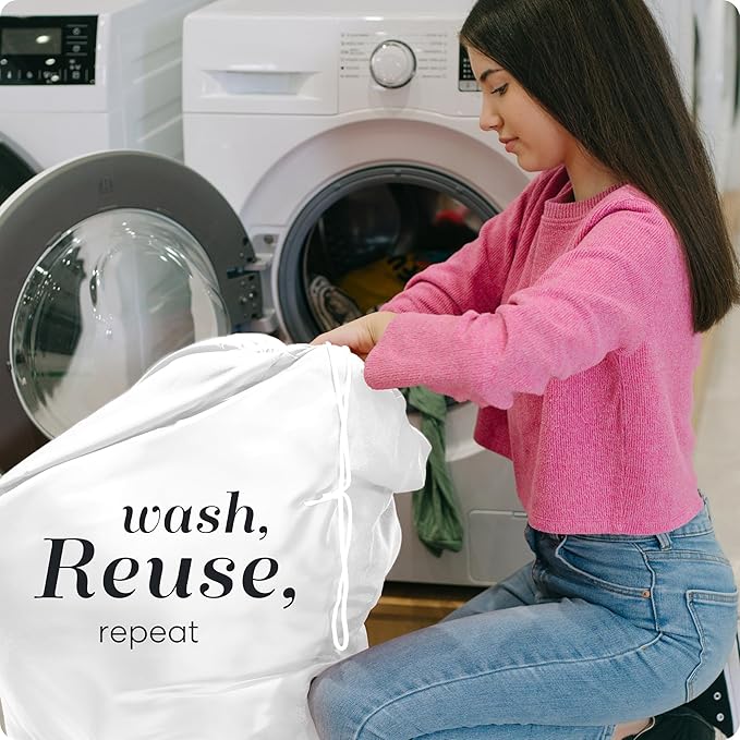 Handy Laundry Extra Large Heavy Duty Laundry Bag – 30" x 40" Durable Nylon, Drawstring Closure, Machine Washable, Laundry Bag for Travel, College Dorm, Dirty Clothes, Storage – White