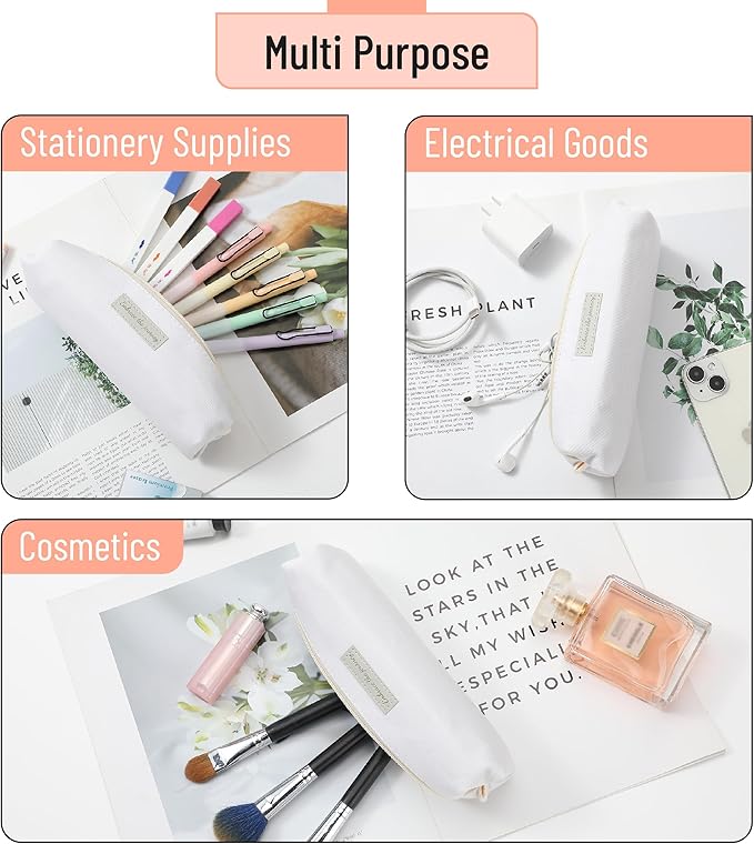 Mr. Pen- Cute Pencil Case Pouch, Cream Color, Multipurpose Canvas Bible Pencil Pouch