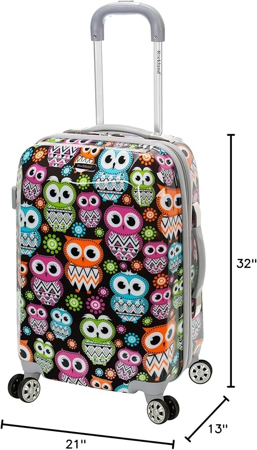 Rockland Departure Hardside Spinner Wheel Luggage, Owl, 2-Piece Set (20/28)