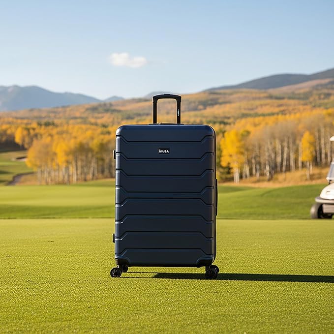 InUSA TREND Luggage with Spinner Wheels | Durable lightweight Hardside Suitcase, Travel Bag with Handle and Trolley | 32-inch Extra-Large Checked luggage | Blue