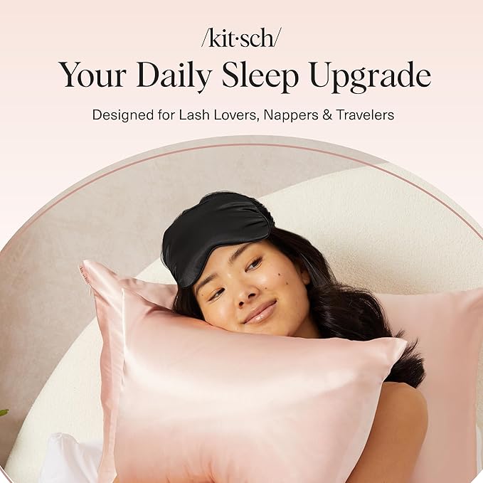 Kitsch Weighted Satin Sleep Mask - Weighted Eye Masks for Sleep and Travel - Lavender Ultra-Soft Sleeping Eye Mask for Women and Men - Light Blocking, Adjustable Strap, (4.1oz/116g)