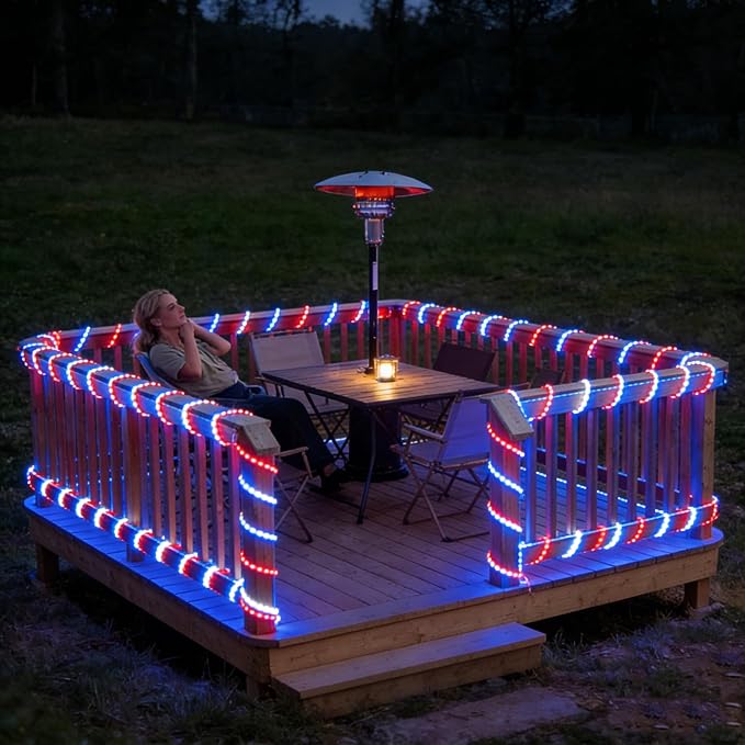 20ft Rope Lights For Outside,Connectable Flexible Tube Lights with 8 Modes Controller,Waterproof Red/Blue/White LED Rope Lighting for Deck,Garden,Pool,Patio,Bedroom,Indoor & Outdoor Landscape Lighting