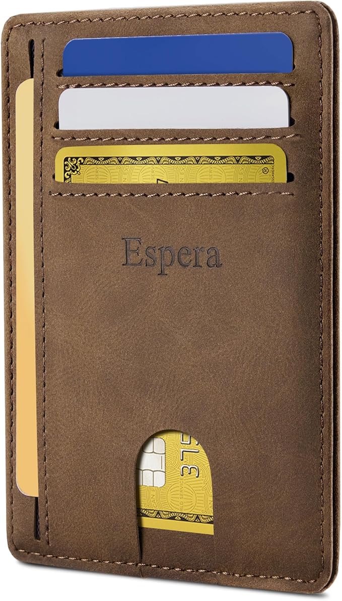 Espera Slim Minimalist Front Pocket Wallet for Men, RFID Blocking Credit Card Holder, Thin Travel ID Card Case, Gifts for Men