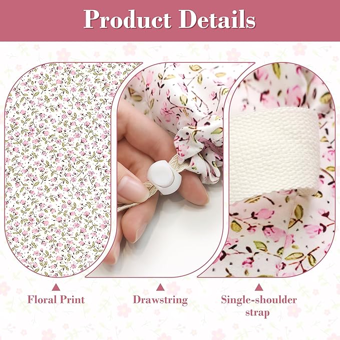 College Laundry Bag 29"×18", Waterproof Dirty Clothes Bag with Handles & Locking Drawstring, Large Capacity Floral Laundry Backpack for Dorm, Laundromat, Apartment, Travel & Camping (Pink)