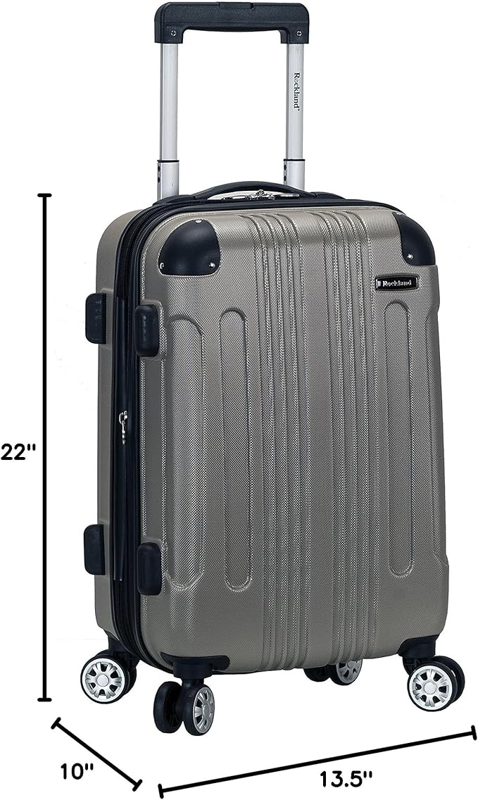 Rockland London Hardside Spinner Wheel Luggage, Silver, Carry-On 20-Inch