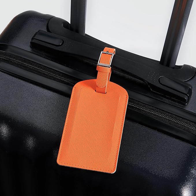3 Pack Luggage Tags for Suitcases, TSA Approved Bag Tags, Baggage Tags with Privacy Protection, Travel Essentials Luggage Accessories, Bright Orange