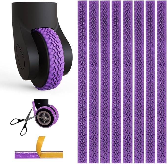 8Pcs Luggage Wheel Covers, Suitcases Wheel Covers, Silicone Luggage Protector, Durable, Mute and Shock Absorption, Waterproof (Purple Y)