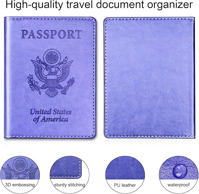 Herain Passport Holder for Travel Cruise Essentials 2 Pcs, Passport Cover Wallet Case Travel Gifts Women Men Family, Passports Book Holders Vacation Accessories Must Haves