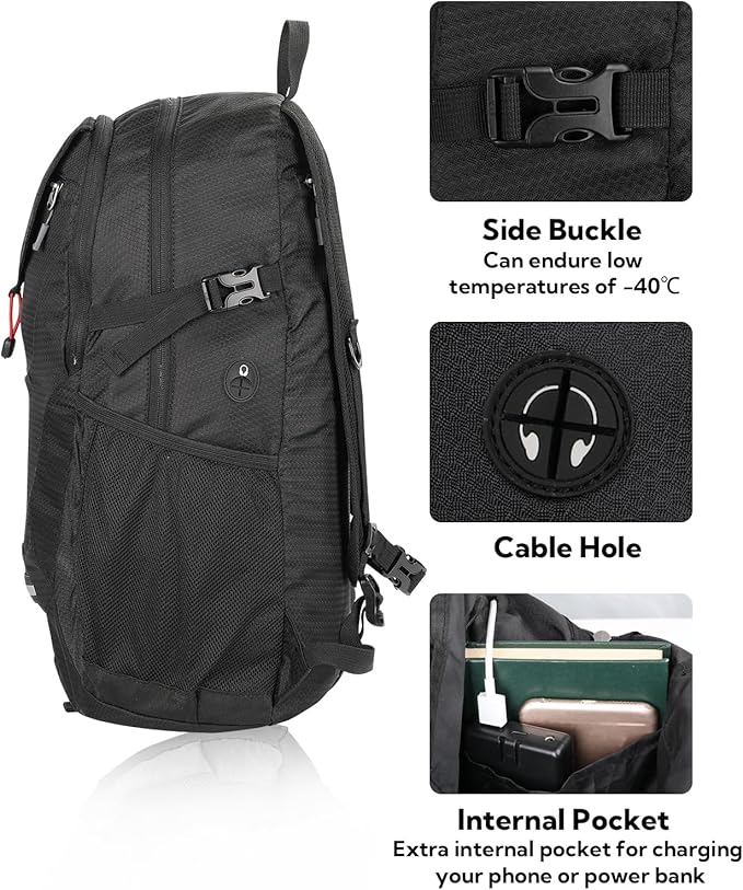 WATERFLY Lightweight Packable Hiking Backpack: 30L Foldable Travel Daypack Ultralight Camping Day Pack for Woman Man