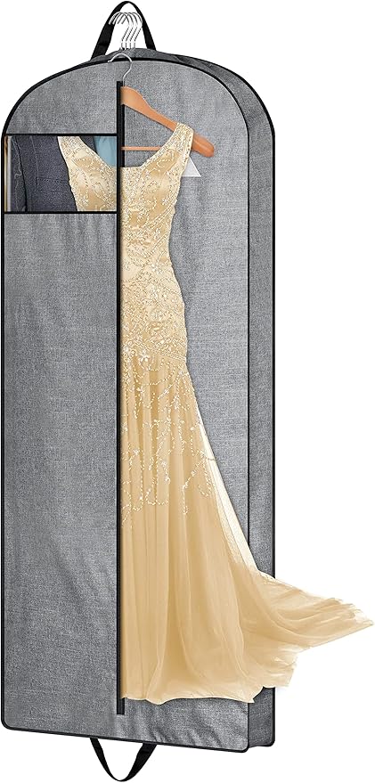 MISSLO 60" Heavy Duty Long Garment Bags for Travel Monogrammed Dress Bag Waterproof Oxford Fabric Wedding Dress Cover for Gowns, Winter Coats, Suits