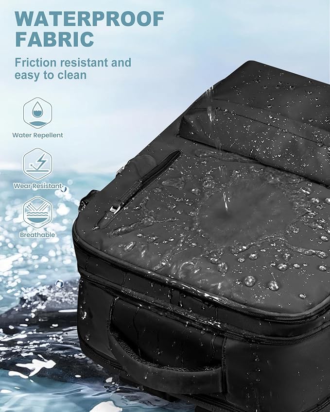 VECAVE Travel Backpack for Women, Airline Flight Approved Carry On Backpacks Waterproof 14 Inch Laptop Backpack with Shoe Compartment Casual Daypack Black