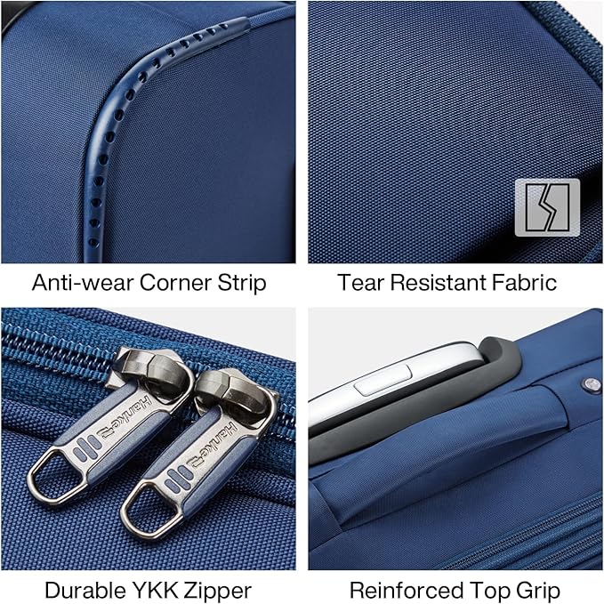 Hanke 28 Inch Luggage Softside Expandable Suitcases with Spinner Wheels, Travel Checked Luggage for Women Men(Blue)