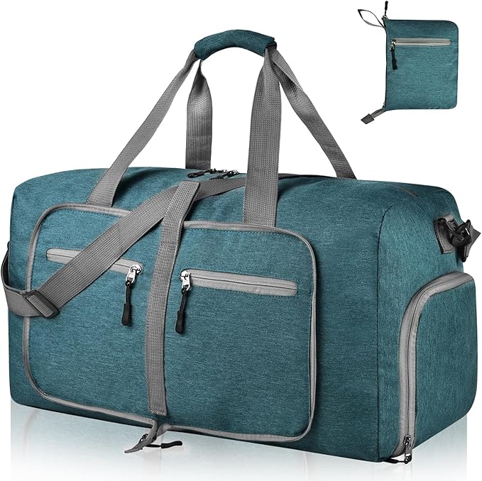 Dimayar 85L Travel Duffle Bag for Men Women - Foldable Duffel Bag with Shoes Compartment - Overnight Bags Waterproof & Tear Resistant(Green)