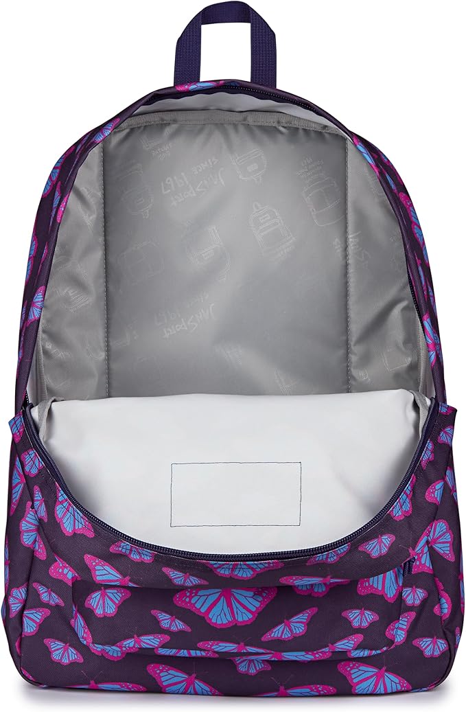 JanSport SuperBreak One Backpack - Durable, Lightweight Bag with 1 Main Compartment, Front Utility Pocket with Built-in Organizer, Premium Backpack, Flutter By Purple