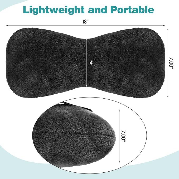 1 Pc Neck Pillow for Recliner Headrest Pillow Bone Shaped Chair Plush with Adjustable Strap Neck Support and Pain Relief Curve Head Cushion for Car Travel Airplane (Black)