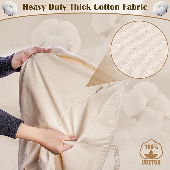 Cotton Canvas Laundry Bag 33"Wx 35"H, Thick Cotton Laundry Bag with Handles & Drawstring, Extra Large Heavy Duty Washable Basket Liner Hamper Liner Storage Sack (Natural XL, 1 Pack)