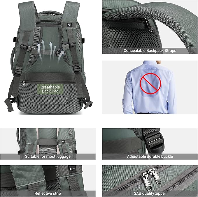 MOLNIA Large Travel Backpack for Men Women,Waterproof Carry On Backpack,Laptop Backpack for College Travel Daily Work