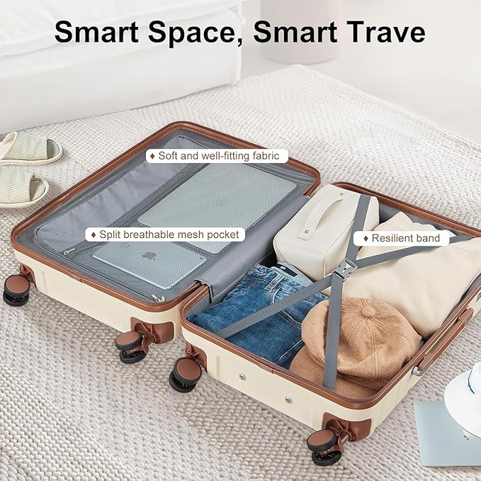 Carry On Luggage Sets,20 Inch Carry-on Expandable Suitcase with Spinner Wheels,PC+ABS Lightweight Hardshell with TSA lock,Airline Approved