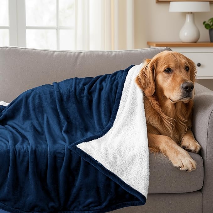 Utopia Bedding Sherpa Blanket California King Size (Navy, 102x96 Inches) - Soft Lightweight Plush Fleece Reversible Blanket for Bed, Sofa, Couch, Camping and Travel