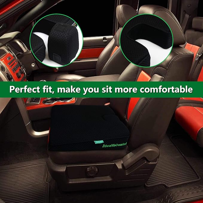 IHEALTHCOMFORT(19.7×17.7inches Extra Large Sciatica Seat Cushion for Office Chair,Oversized Car and Truck Seat Cushion,U-Cut Long Sitting Pain Relief Chair Pad