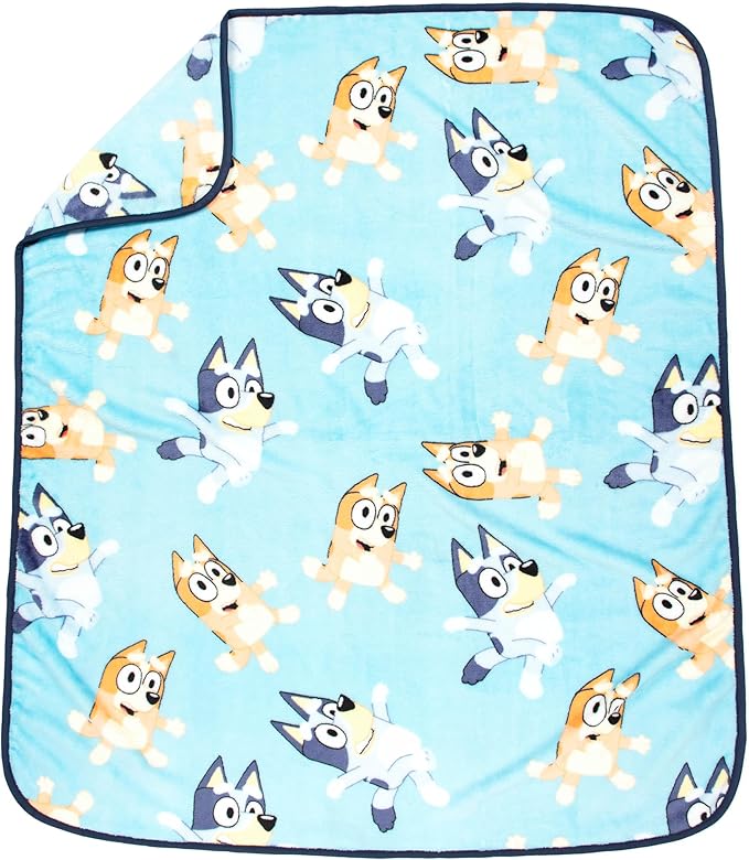 Jay Franco Bluey and Bingo 40 x 50 Inch Plush Travel Throw - Kids Super Soft Bedding