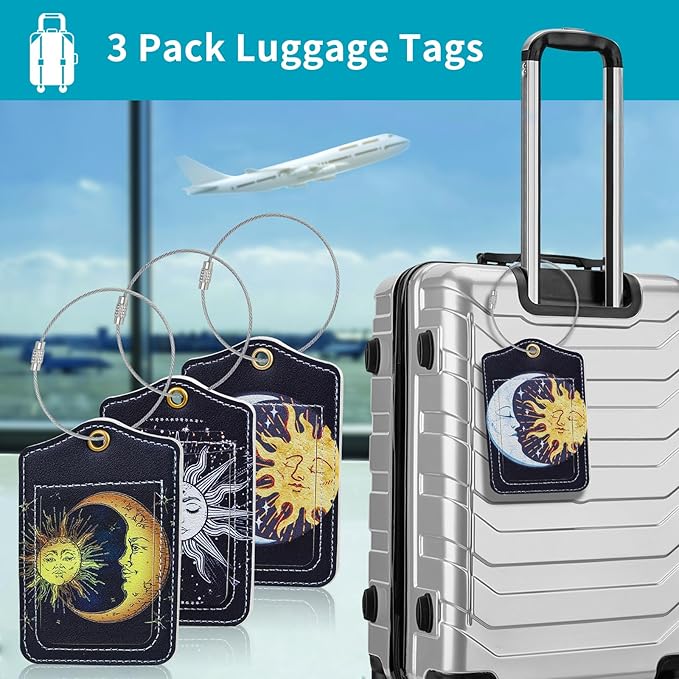 Fishent Luggage Tag, 3 Pack Travel Cruise Luggage Tags for Suitcases, Cute Suitcase Tags Identifiers Bag Tags with Privacy Flap, Baggage Name Tag for Women Men Luggage Backpack Handbag School Bag