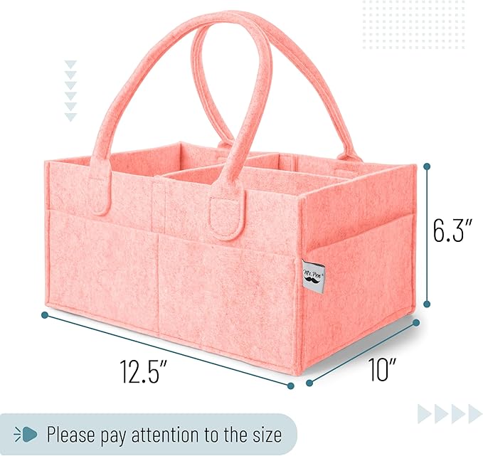 Mr. Pen- Baby Diaper Caddy Organizer, Pink, Baby Caddy Organizer with Handle, Compact Size, Collapsible & Portable