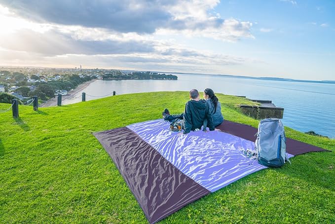 WEKAPO Beach Blanket Sandproof Waterproof, Extra Large Beach Mat, Oversized & Compact Sand Free, Quick Drying Beach Essentials for Vacation, Cruise, Picnic & Camping with Stakes