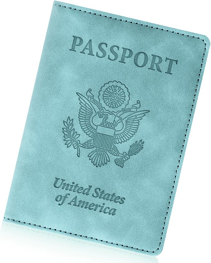 Passport Holder for Travel Essentials,RFID Blocking Passport Cover Wallet Card Case for Women and Men (Light Green)