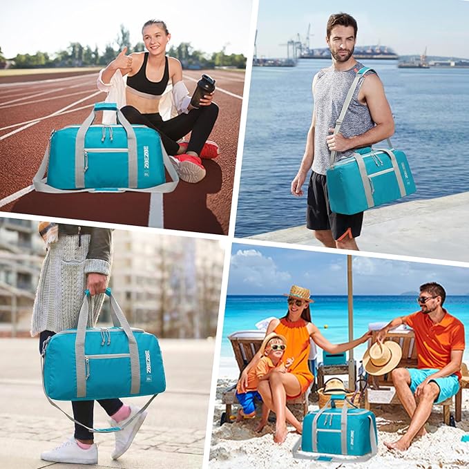 Foldable Travel Duffel Bag, Lightweight & Easy to Carry Water-Repellent Duffle Bag - 2-Way Zipper & Interior Pouch, Ideal for Weekend Trips, Daily Use,Camping，Sports
