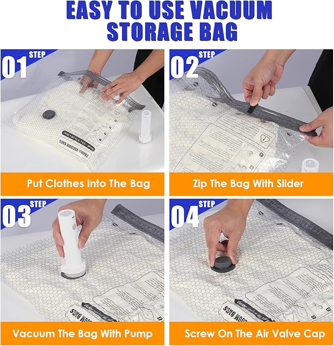 18 Pack Travel Vacuum Storage Bags with Rechargeable Wireless & Hand Pump, Portable Space Saver Bags for Travel & Home, Vacuum Compression Packing Seal for Clothes, Blankets, Seasonal Storage
