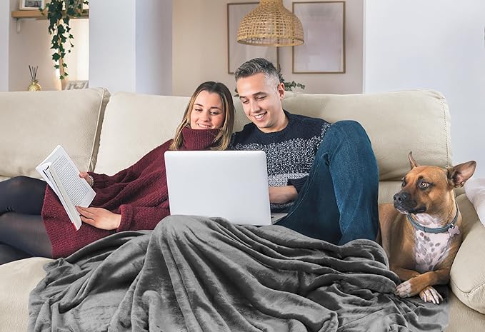 Utopia Bedding Fleece Blanket Queen Size Grey (90x90 Inches) Ultra Soft Warm Lightweight Microfiber Breathable Anti-Static Cozy Winter Bed Blanket, All-Season Home Decor Gift for Men & Women