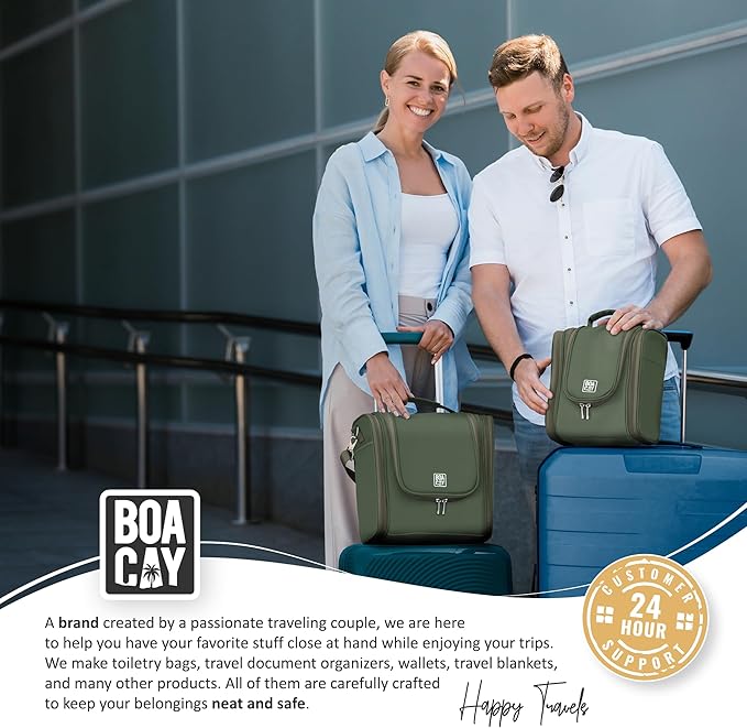 BOACAY Extra Large Hanging Travel Toiletry Bag for Women and Men, Makeup Bag, Bathroom & Shower Organizer Kit for Accessories, Cosmetics, Essentials