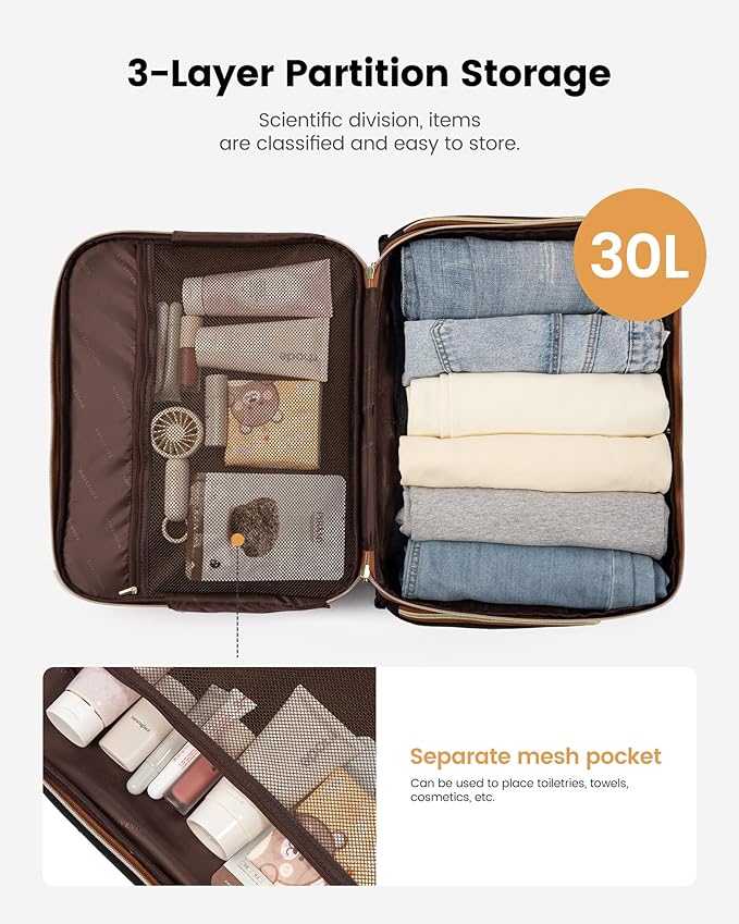 LOVEVOOK Rolling Laptop Bag Women, 17.3 Inch Laptop Briefcase with Wheels for Work Travel Business, Underseat Carry On Luggage Case,Khaki-Apricot