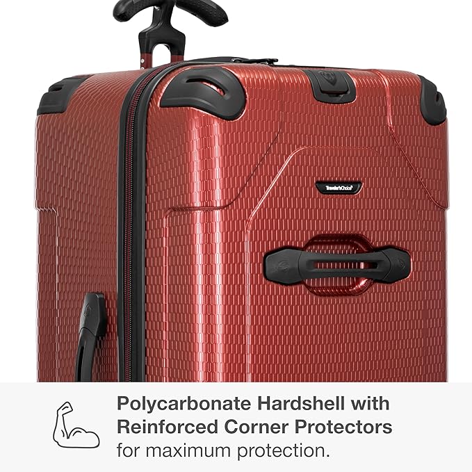 Traveler's Choice Maxporter II Polycarbonate Hardside Trunk with Spinner Wheels, Red, 31-Inch Large Trunk