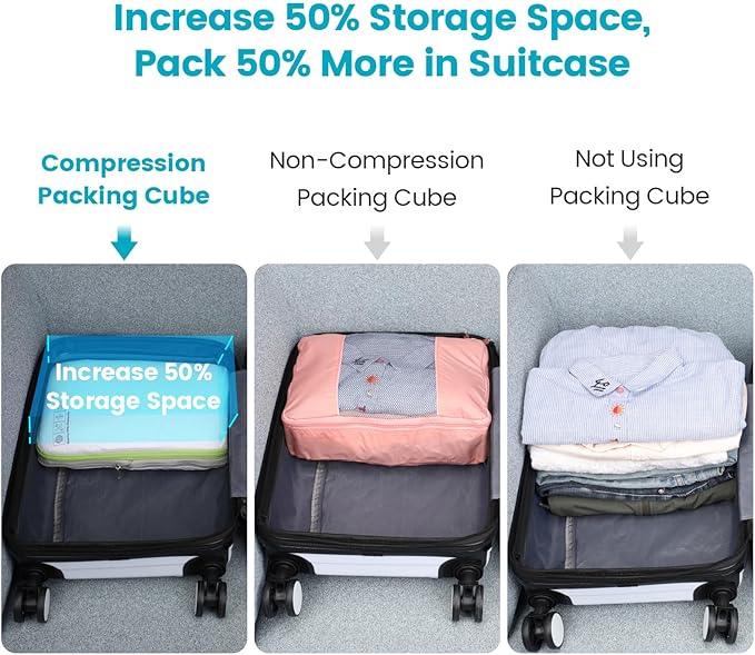 Cambond Compression Packing Cubes for Travel Women - Lightweight Luggage Organizers Bag Packing Cubes for Carry on Suitcases