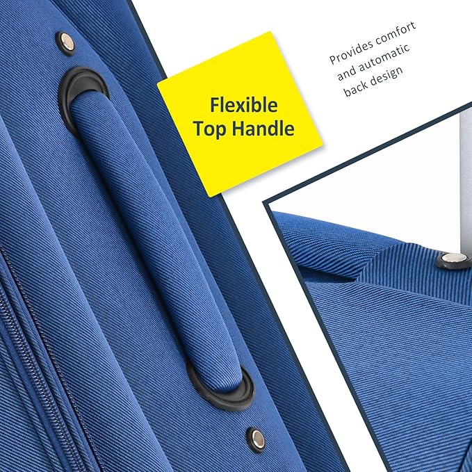 Luggage Sets 3 Piece - 20" Carry-On, 24” & 28” Checked Luggage Set, Expandable Luggage Lightweight Suitcase with Spinner Wheels & TSA Lock for Family Extended Travel (Blue)