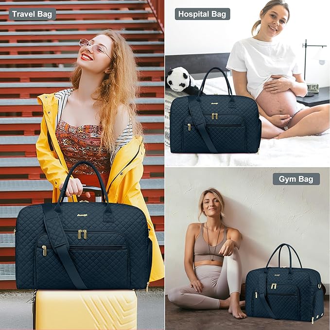 Travel Duffle Weekender Bags for Women - Weekend Bag Women with Shoe Compartment Carry On Overnight Bag with Toiletry Bag Duffel Bags Wet Pocket for Gym Hospital Bags for Labor and Delivery