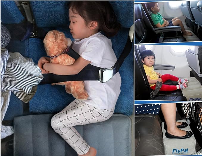 Flypal Inflatable Foot Rest Pillow, Kids Airplane Bed | Adjustable Height Leg Rest for Travel & Office | Improves Comfort & Circulation, Reduces Swelling & Fatigue | Lightweight & Portable