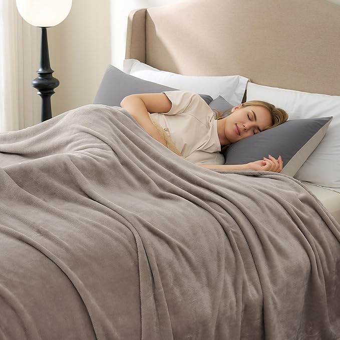 Hansleep Fleece Mocha Brown Twin Blanket, Soft Flannel Fuzzy Plush Cozy Blanket for All Seasons, Mocha Brown, Twin 60x80 Inches