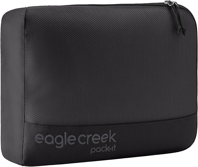 Eagle Creek Pack-It Reveal Cube - Lightweight Packing Cubes for Optimizing Luggage Space - Easy to Carry - Mesh Fabric - Water-Resistant - Easy Grab Zipper - Medium - Black