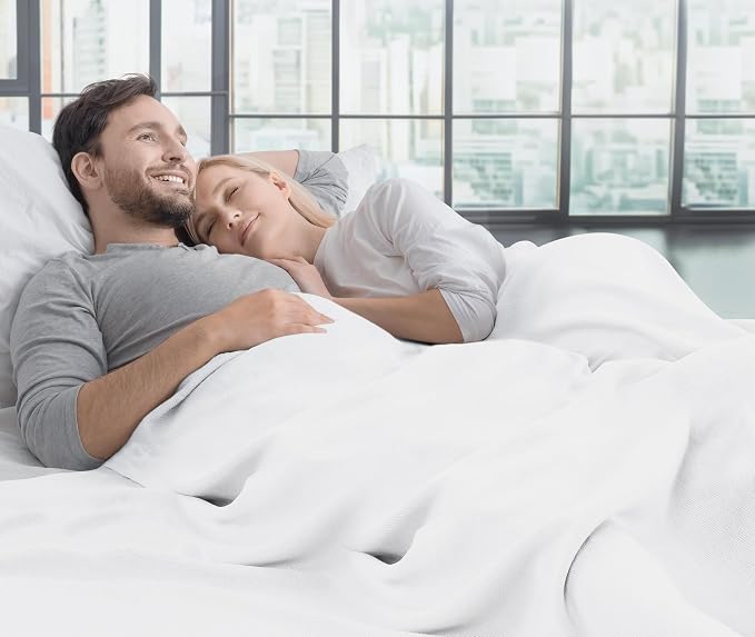 Utopia Bedding Soft Jersey Knit Blanket White Queen (90x90 Inches) | Lightweight, Breathable, Sweatshirt Blanket, Bed, Couch, Sofa, Cozy, Home Decor, Summer