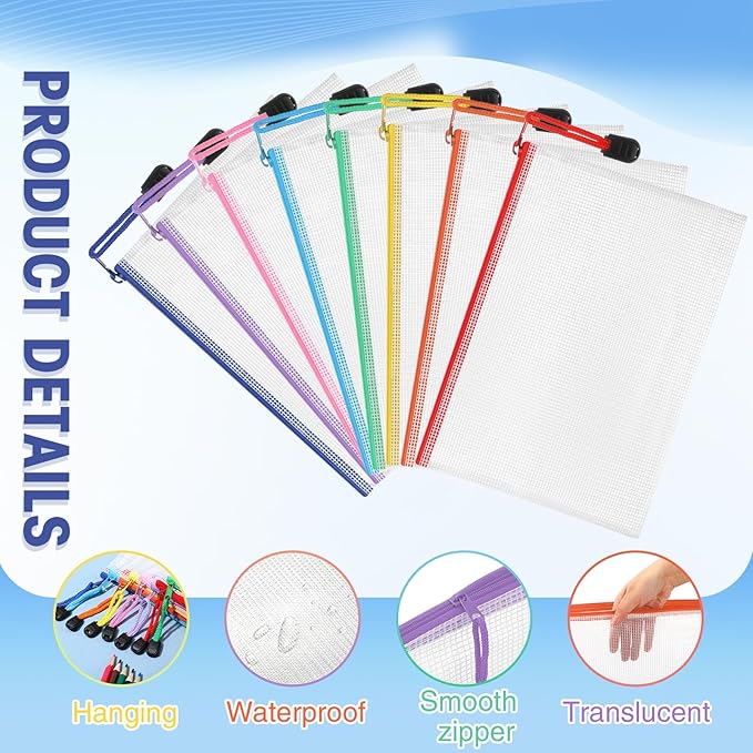 Jetec 32 Pcs Mesh Zipper Bags Toy Storage Bikini Organizer Bag Bolsas Para Guardar Trajes De Bano Waterproof Zipper Reusable Pouch Puzzle Multipurpose for Storage Office(Cute Color,9 x 7 Inch)