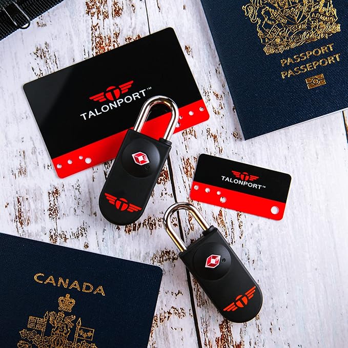 TSA Locks for Luggage – Keyless Luggage Locks TSA Approved, No Combination Needed, Lifetime Card Keys, Durable Metal Suitcase Lock for Travel Essentials & Checked Bags (Black, Four Pack)